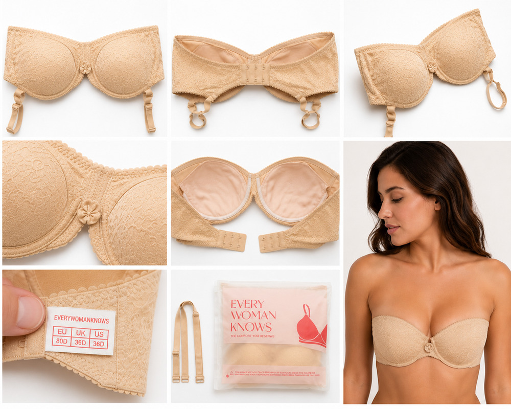 Every Woman Knows Lace Underwire Bra – Nude/Beige – Size 44DD – New